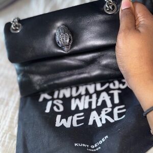 Kurt Geiger Black Soft Leather Mini Kew Shoulder Bag